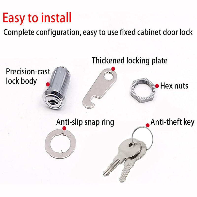 Cabinet Cam Lock, 1"(25mm) Keyed Alike Cam Locks Secure File