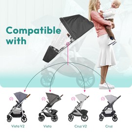 Performance Rain Shield, Rain Cover Fits for UPPAbaby Vista/Vista V2/Vista V3/Cruz/Cruz V2 Stroller, Protect from Wind/Rain/Snow/Dust, Air Vent Hole, Window with Zipper, Stroller Accessories