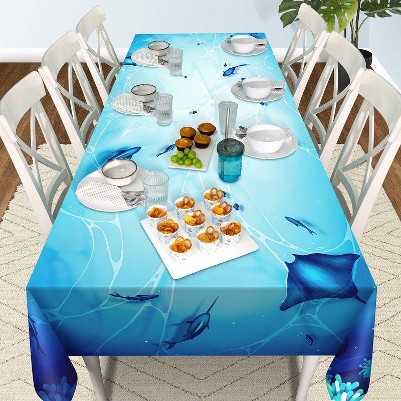 9 x 5 Ft Fabric Under The Sea Party Tablecloth
