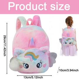 LGWJHCY Plush Unicorn Backpack, Unicorn Plush Backpack for Children, Nursery Book Bag, Cute Soft School Bag, Mini Travel Bag, Unicorns Gifts Backpacks for Boys and Girls (Pink), pink, S