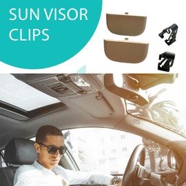 2 pcs Beige Tan Sun Visor Clips for Ford Edge 2013-2024 for Ford Fusion for Lincoln MKZ 2013 2014 2015 2016 DS7Z-54672A40-AF, DS7Z-4273-AA with 4pcs Black Clips