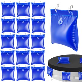 UQM 16 Pack Pool Cover Weights with 32 Hooks, Leakproof Square Swimming Pool Cover Hanging Bag, Thick PVC Pool Water Bags, Antifreezing Winter Pool Tarp Weights for Above Ground Pool Cover