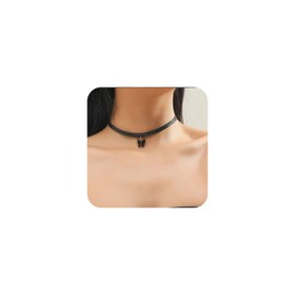 Aneneiceera Vintage Black Butterfly Pendant Choker Necklace Chain Gothic Leather Choker Velvet Choker Punk Emo Necklace Rock Statement Butterfly Necklace for Women and Girls (Style A), Leather Metal