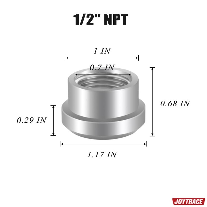1/2 NPT Female Threaded Stepped Weld on Bung Fitting Aluminum