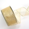 ALTIER Light Gold Metallic Ribbon, Wired Edge Ribbon for Christmas