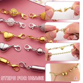 Yuiturt 10 Pcs Double Magnetic Necklace Clasps, Vielseitige Magnetverschlüsse with 5 Styles, Magnetic Clasps for Jewelry Necklaces, Bracelets, Anklets (Gold/Silver)