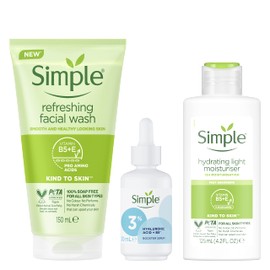 Simple Hydration Face Wash, Serum & Light Moisturiser Regime Bundle 3 Piece