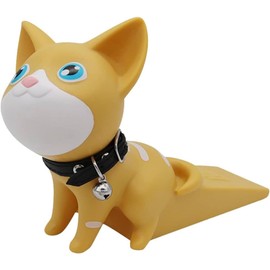 Mino BEAUTY Whimsical Pet Guardian: Cartoon Animal Dog Cat Mouse Plastic Anti-Collision Door Stopper Punch for Home, Office Door (Cute Yellow Cat), MinoDog1