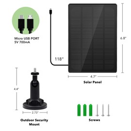 2 Pack Solar Panel for Wireless Outdoor Security Camera,Compatible with DC 5V Rechargeable Battary Powered Surveillance Camera, Continuously Power for Outdoor Security Camera,5V 3.5W Micro USB Port