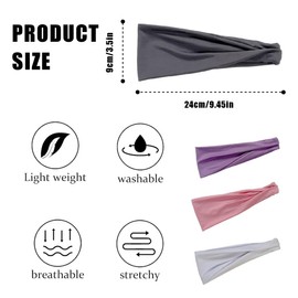 BHIPKOT Pack of 4 Women's Headbands Fitness Yoga Sports Women's Headbands Sweat-Absorbing Non-Slip Summer Headbands Hair Embellishments