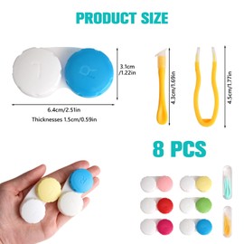 Contact Lens Container, Pack of 6, Contact Lens Remover Set, 2 Pieces, Leak-Proof Travel Contact Lens Container Set for Home and Travel, Very Easy to Carry and Can be Easily Put in Bag Wallet, red,