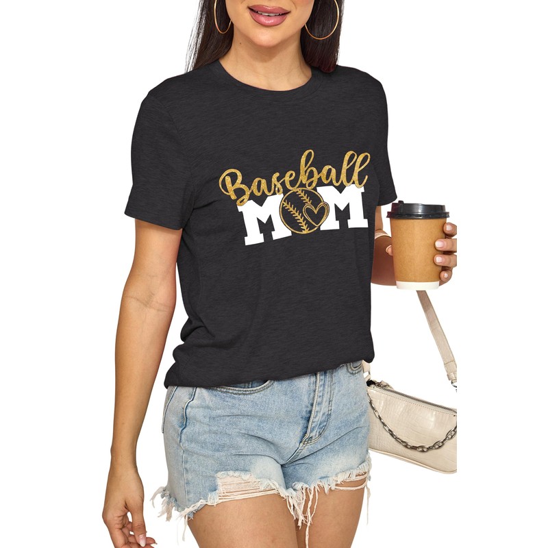 Baseball Mama & Mom Shirts with Gold Foil - Support