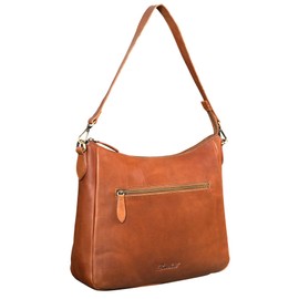 Benthill Women's Leather Bag - Handbag Made of Genuine Cowhide Leather - Shoulder Bag with Zip - Shoulder Bag / Leather Bag - Vintage Bag, brown, Casual