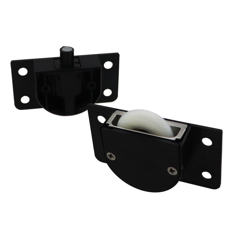 2 Sets 2.28x1.22inch Black Sliding Door Nylon Pulley Cabinet Hanging