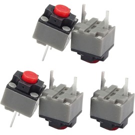 5Pcs Mute Button 6x6x7.3mm Square Switch Silent Switch Button Micro 10 Million Mouse Micro (Gray, Black, Red)