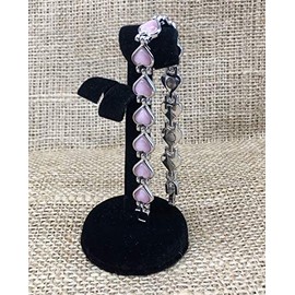 Magnetic Therapy Valentine Bracelet for Women - Pretty Pink Heart Links Semi - Precious Gemstones Fits Wrists up to 18 cm Fully Adjustable - Plus a Jewellery Gift Box