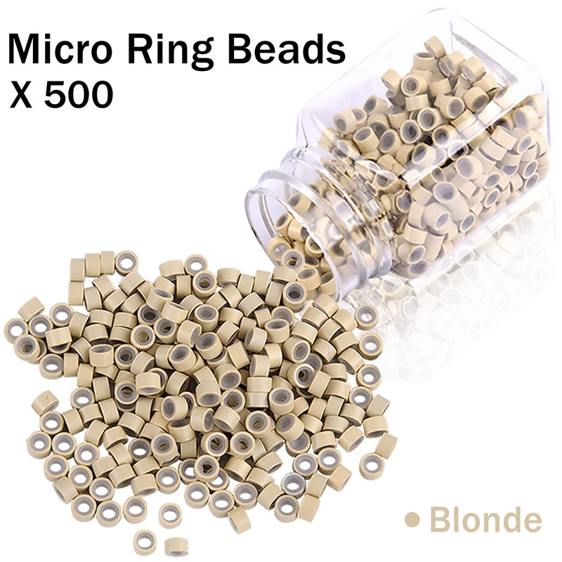Duufin Hair Extensions Tools Kit 500 Pcs Blonde Micro Ring