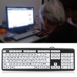 Kafuty-1 Large Print Computer Keyboard Wired Large Letter Key Keyboard USB Low Vision Keyboard with Oversized Print Letters for Seniors,Visually Impaired,Low Vision Individuals(Black)