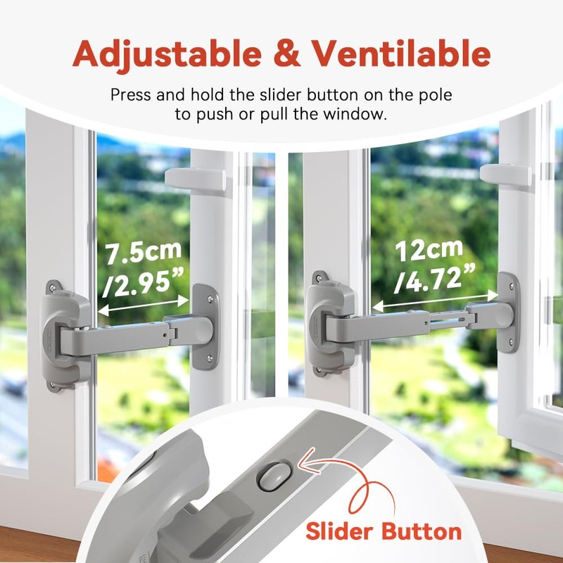 EUDEMON 2 Pack Updated Baby Window Safety Lock, Childproof Window