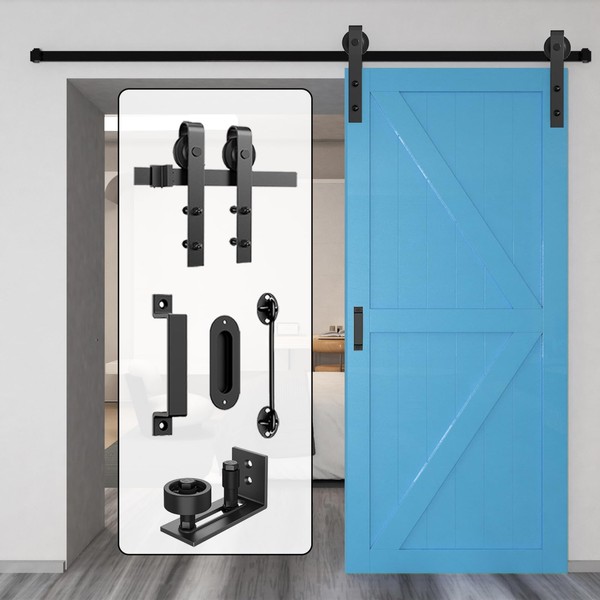 HomLxclx Sliding Barn Door Hardware Kit 7 FT Heavy Duty