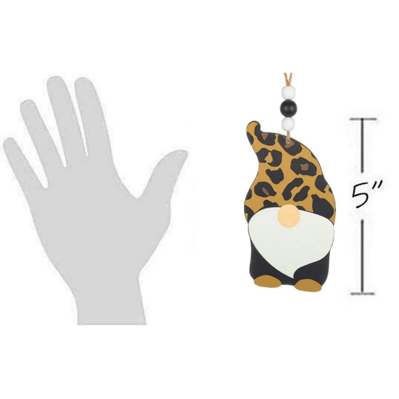 Wooden Cheetah Print Gnome Ornament