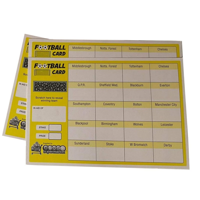 Bingosupermarket Football Fundraising Scratch Cards (20 Team) A5 Size 10