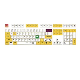 Glacier PBT Dyed Sublimated Keycaps Full Set for Mechanical Keyboards, Cherry Profile, Compatible with 60%/65%/75%/80%/96%/100% Keyboard Layout, Free Keycaps Puller Included (Mario Yellow)