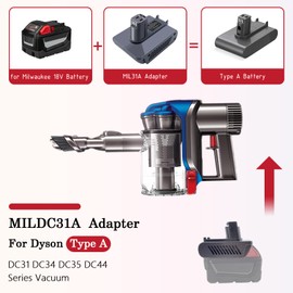 BTRUI for Dyson DC31 Battery Adapter for Milwaukee M18 18V Battery Use on Type A DC30 DC31 DC34 DC35 DC44 DC45 917083-01 Handheld Cordless Vacuum (Not Fit Type B, DC31 DC35 DC44 MK2)