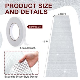 Tinideya Silver Carpet Runner Runway Rug 2.46 x 15 Ft Disco Party Decorations with Carpet Tape for Party Wedding Dance Party Supplies