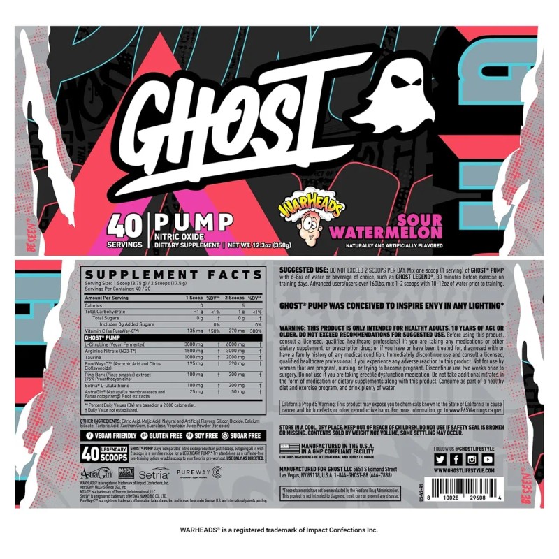 Ghost Pump Suplemento Pre Entrenamiento 40 Servicios