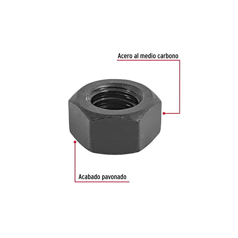 Fiero TUE5-7/16, Tuerca hexagonal grado 5 de 7/16", pavonada, bolsa