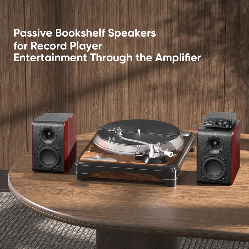 Saiyin Passive Bookshelf Speakers with 3.5 inch Woofer,Home Desktop Stereo