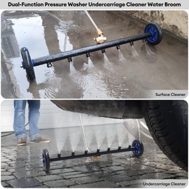 2-in-1 Pressure Washer Undercarriage Cleaner Water Broom, 24" Surface Cleaner Power Washer Attachment, Underbody Car Washer with 7 Nozzles 3 Extension Wands and QC Pivot Coupler, 4000 PSI