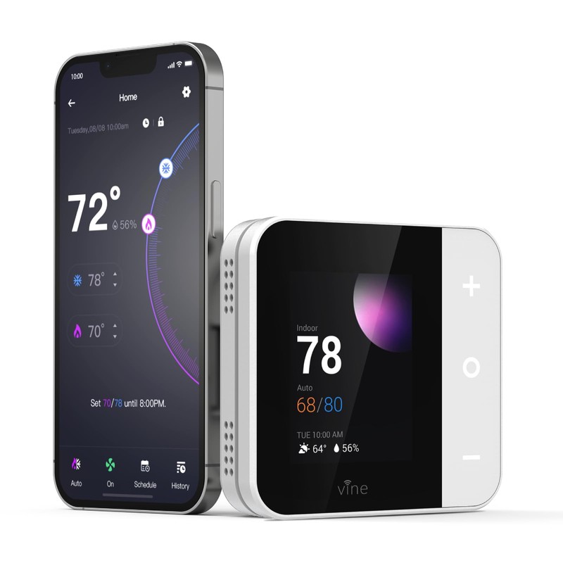 vine Thermostat for Home with Touchscreen Color Display, WiFi Smart