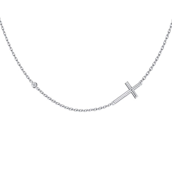 FANCIME Women's Necklace with Cross Horizontal Pendant Made of 925
