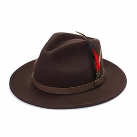 ZAFS Mens Trilby Hats Womens Fedora Hat Mens Fedora Hat Adjustable Band Feather Fedora Hat For Men Trilby Hat For Men Felt Fedora Hats For women Wool Hats For Women -Brown-L