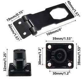 Kyuionty 4 Pcs Keyed Hasp Locks 4 Inch Twist Knob Keyed Locking Hasp, Metal Safety Hasp Latches Keyed Different for Small Doors, Cabinets (Black)