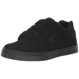 DC Boy's Unisex-Child Pure V Low Skate Shoe, Black/Black/Black, 4 Big Kid