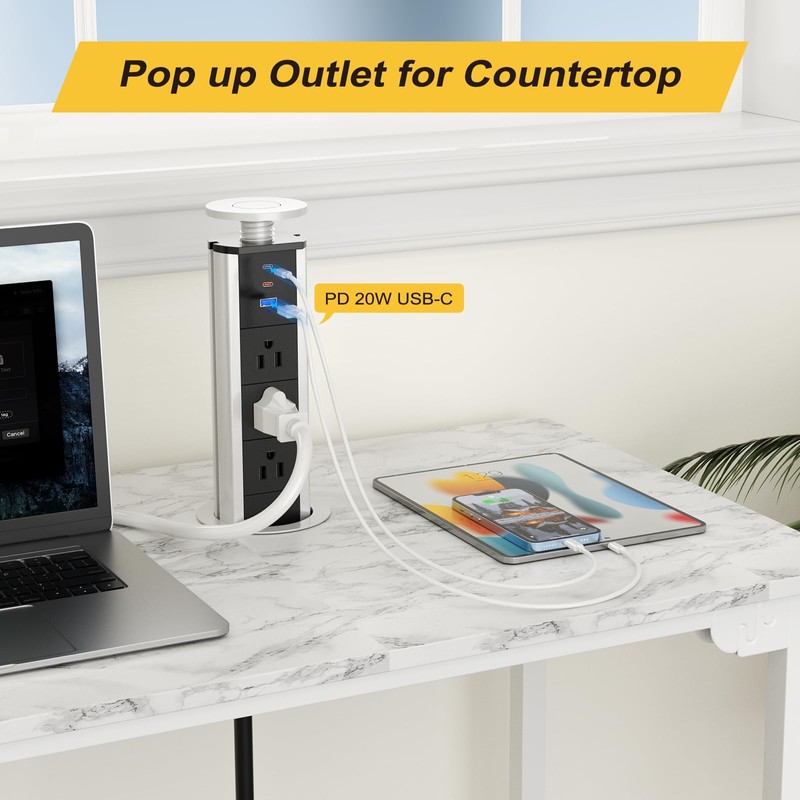Pop Up Outlet for Countertop, Pop Up Socket with 3