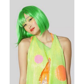 Featured Wigs and Heart Sunglasses, Color Bob Wig, Party Cosplay Wigs, Rainbow Wig with Neon Glasses for Women - Bachelorette Party Decorations Favors (Green)