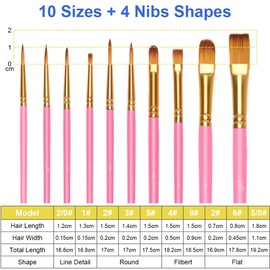 Vicloon 20 Pcs Paint Brushes, Professional Painting Brushes Set Nylon Hair Artist Paint Brushes for Acrylic Oil Watercolor Gouache Face Painting-Pink