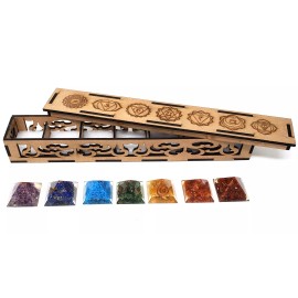 NEW SET OF ORGONE 7 CHAKRA PYRAMID GEMSTONES IN A GIFT BOX (Crystal Healing)