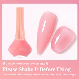 NovaCharm Clear Pink Nail Polish - Quick Dry Sheer Pink Fingernail Polish - Jelly Nude Nail Varnish - Natural Color Transparent Nail Gel - High Gloss Neutral Long Lasting Nail Lacquer For Women