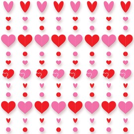 KatchOn, Pink and Red Valentines Day Garland - Pack of 8 No DIY | Heart Garland, Valentines Decorations, Galentines Day Decorations | Valentine Garland, Valentines Day Decoration, Valentines Day Décor