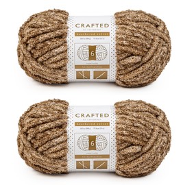 Crafted By Catherine Heathered Velvet Yarn - 2 Pack (300 g / 10.5 oz, 77.6 Yards Each Skein), Tan, Gauge 6 Super Bulky, 77 Yards