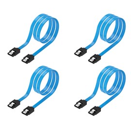 SATA Cable 1m (Straight) Suptopwxm Sata3 Cable Set of 4 6 Gbps Support Latch SSD and HDD Expansion Sata3 Serial ATA3 Cable SSD Cable Red (Blue)