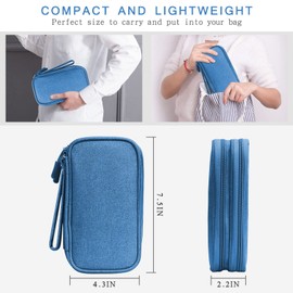 Skycase Electronic Organizer Travel Case - Waterproof Travel Cord Pouches for Organization, Cable Organizer, All-in-One Double Layers Storage Bag for Accessories, Charger, Cable, Blue
