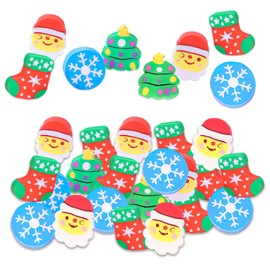 Pack of 24 Christmas Mini Erasers for Children, Cute Pencil Erasers, Christmas Theme Cartoon Erasers, Small Santa Erasers, Christmas, Party, Party Favours