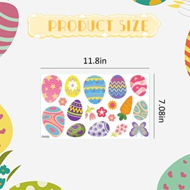 140 Pcs Easter Window Clings,Easter Eggs Flowers Window Decorations Stickers,Easter Window Cling Stickers,Removable Cute Eggs Clings for Glass Windows for Easter Window Decorations