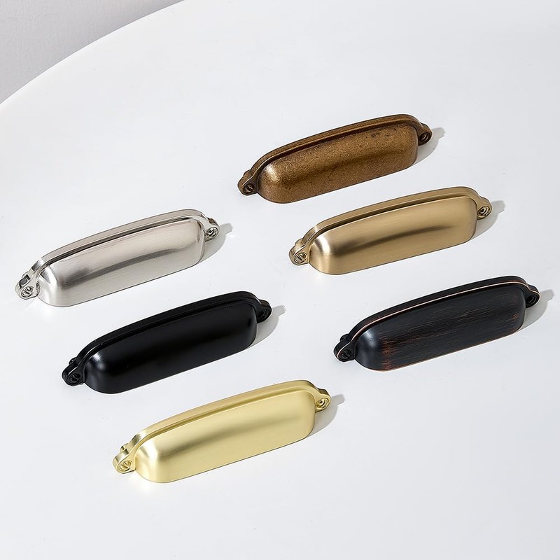 HARPOON 10 Pack Bin Cup Handle Pulls,Vintage Drawer Pulls,Cabinet Hardware,Shell